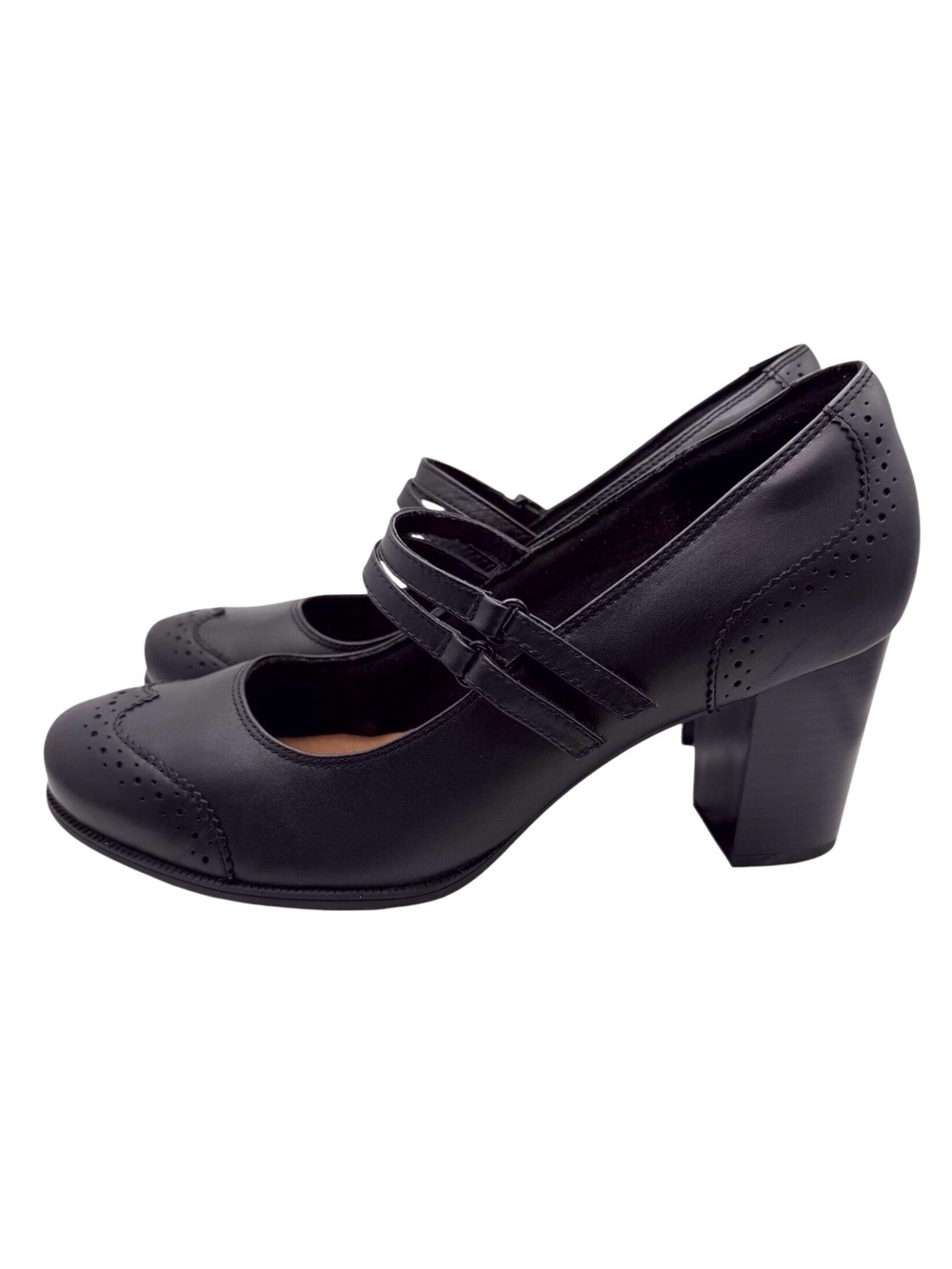 Clarks Claeson Tilly Black Leather block heeled Mary Jane shoes women’s 11W